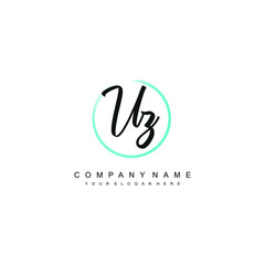 UZ initials signature logo. Handwriting logo vector templates. Hand drawn Calligraphy lettering Vector illustration.
