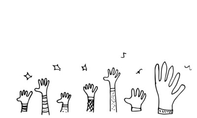 applause hand drawn doodle sketch vector on white background.