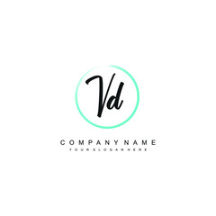 VD initials signature logo. Handwriting logo vector templates. Hand drawn Calligraphy lettering Vector illustration.
