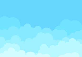 Clouds and sky background, vector. Cartoon clouds background for poster, flyer and wallpaper. Creative art design. Stylish blue gradient sky clouds. Vector illustration of cloudy weather