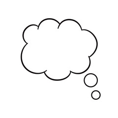 Think bubble isolated on white background. Trendy think bubble in flat style. Modern template for social network and label. Creative thought balloon. Cloud line art, vector illustration