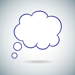 Think bubble isolated on gray background. Trendy think bubble in flat style. Modern template for social network and label. Creative thought balloon. Cloud line art, vector illustration