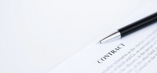Pen on contract paper. Contracts. Business concept