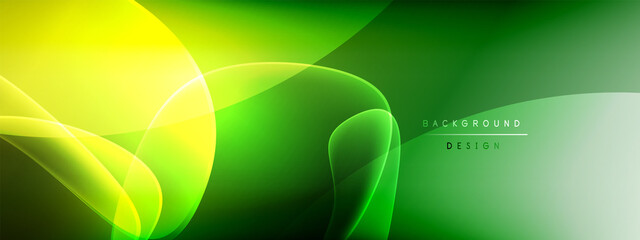 Vector abstract background - liquid bubble shapes on fluid gradient with shadows and light effects. Shiny design template for text