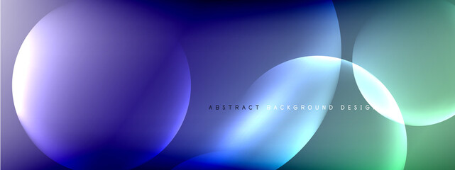 Fototapeta na wymiar Vector abstract background liquid bubble circles on fluid gradient with shadows and light effects. Shiny design templates for text