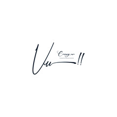 VU initials signature logo. Handwriting logo vector templates. Hand drawn Calligraphy lettering Vector illustration.
