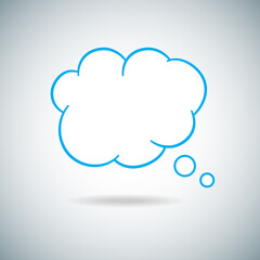 Think bubble isolated on gray background. Trendy think bubble in flat style. Modern template for social network and label. Creative thought balloon. Cloud line art, vector illustration
