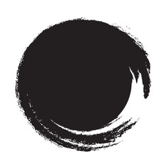 Circle brush stroke vector isolated on white background. Black enso zen circle brush stroke.For round stamp, seal, ink and paintbrush design template.Grunge hand drawn circle shape,vector illustration