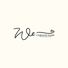 WE initials signature logo. Handwriting logo vector templates. Hand drawn Calligraphy lettering Vector illustration.
