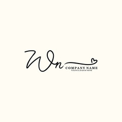 WN initials signature logo. Handwriting logo vector templates. Hand drawn Calligraphy lettering Vector illustration.
