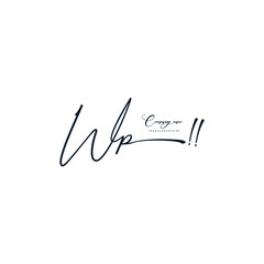 WP initials signature logo. Handwriting logo vector templates. Hand drawn Calligraphy lettering Vector illustration.
