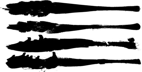 Grunge Paint Roller . Vector brush Stroke . Distressed banner . Black stripes isolated. paintbrush collection . Modern Textured shape . Dry border in Black . Bulge lines