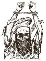 war captive skull drawing sketch style vector art