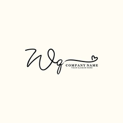 WQ initials signature logo. Handwriting logo vector templates. Hand drawn Calligraphy lettering Vector illustration.
