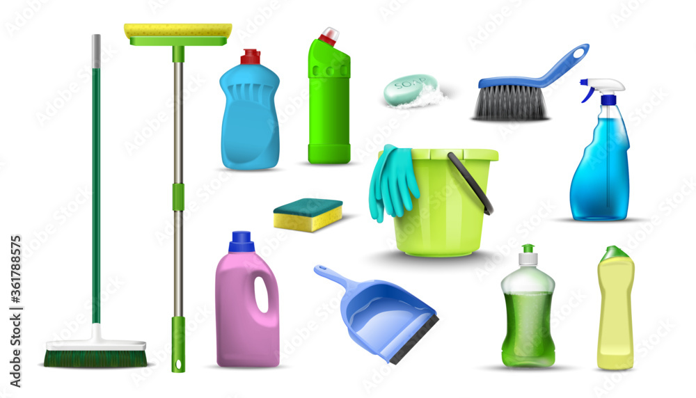 Wall mural vector collection of household cleaning products. isolated on white background. - Wall murals