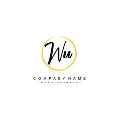 WU initials signature logo. Handwriting logo vector templates. Hand drawn Calligraphy lettering Vector illustration.
