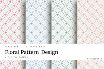 Geometric Modern Floral Pattern design set. Abstract pattern design ( 4 color patterns set )