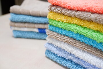 stack of colorful towels