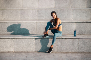 Young women resting from hard exercise