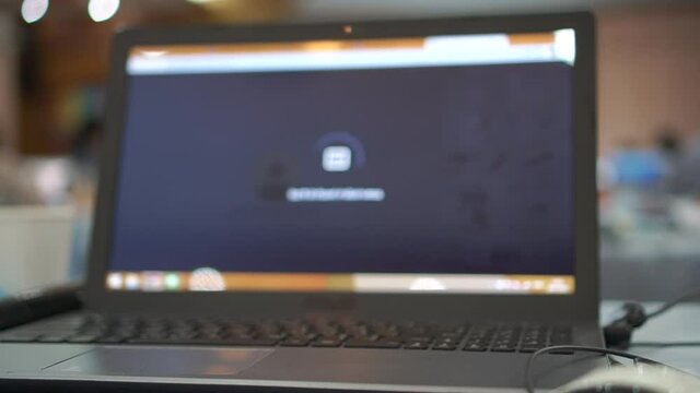 Blurred of Thai Teacher using e-learning for meet application Video conference via computer network to prepare for teaching through e-learning in secondary school in Thailand