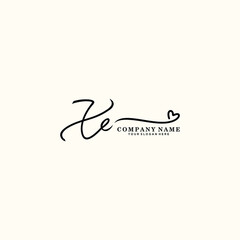 XE initials signature logo. Handwriting logo vector templates. Hand drawn Calligraphy lettering Vector illustration.