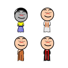 set of cartoon character, religion,peace,smile,happy