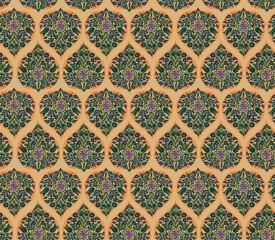 Paisley Style Floral Leaves Pattern Seamless Trendy Special Colors Perfect for Interior and Fashion Designs