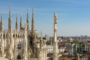 View from top of Duomo di milano in Milan, italy