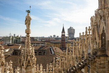 Fototapeta na wymiar View from top of Duomo di milano in Milan, italy