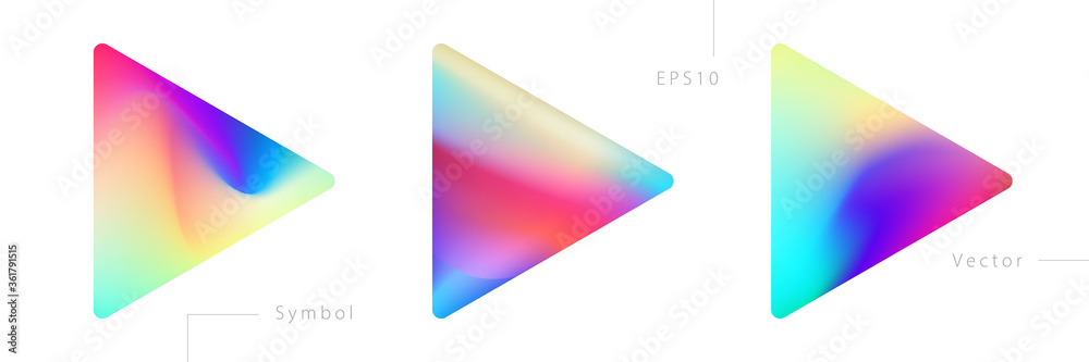 Wall mural set of colorful triangle graphic elements on white background. abstract vector symbols.