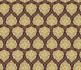 Paisley Style Floral Leaves Pattern Seamless Trendy Special Colors Perfect for Interior and Fashion Designs