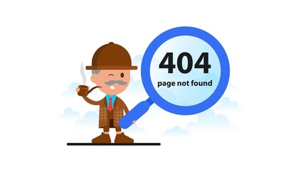 Error 404 Page not found. Looking Through Magnifying Glass.
