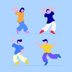 Set of people dancing vector design 