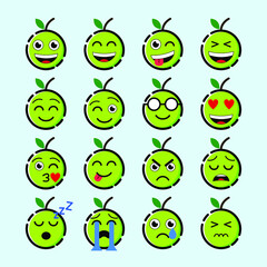 Set of berry emoticons vector design