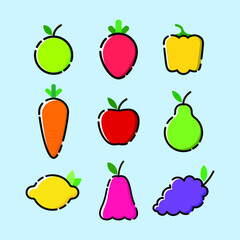 fruits and vegetables set