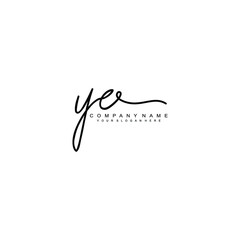 YE initials signature logo. Handwriting logo vector templates. Hand drawn Calligraphy lettering Vector illustration.

