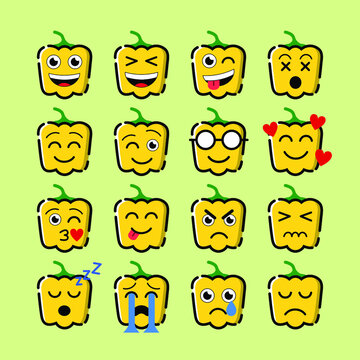 Set of pumpkin emoticons vector design