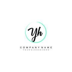 YH initials signature logo. Handwriting logo vector templates. Hand drawn Calligraphy lettering Vector illustration.
