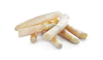 Pile of fresh raw asparagus isolated on white