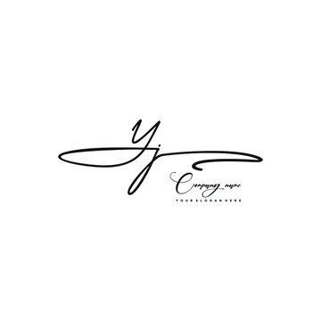 YJ initials signature logo. Handwriting logo vector templates. Hand drawn Calligraphy lettering Vector illustration.
