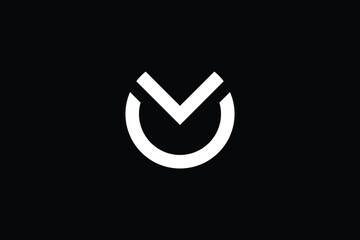 Minimal elegant monogram art logo. Outstanding professional trendy awesome artistic OV VO initial based Alphabet icon logo. Premium Business logo White color on black background