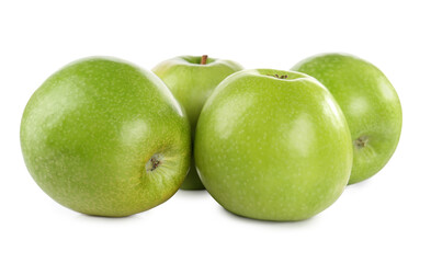 Fresh juicy green apples isolated on white