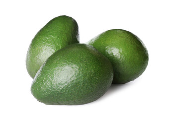 Tasty fresh ripe avocados isolated on white