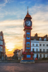Fototapeta na wymiar Weymouth Clock Tower in early Summer