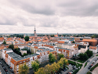 Fototapeta na wymiar Luftbild von Greifswald und dem Ryck mit Museumshafen 
