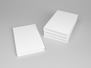 Isolated blank books layed on neutral background. 3D rendered illustration