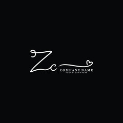 ZC initials signature logo. Handwriting logo vector templates. Hand drawn Calligraphy lettering Vector illustration.
