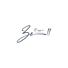 ZE initials signature logo. Handwriting logo vector templates. Hand drawn Calligraphy lettering Vector illustration.
