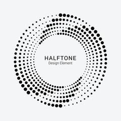 Abstract dotted circles. Halftone dots in circular form. Vector logo. Design element for various purposes.