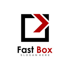 Fast Box Logo Vector. Speed Moving Box Logotype. Delivery and logistic logo design concept.